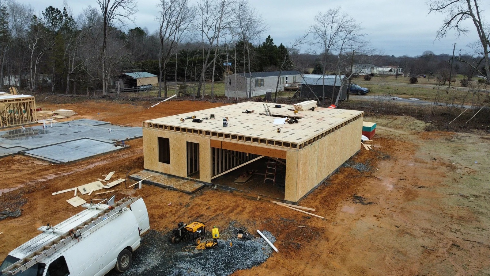 Framing and roof decking in progress