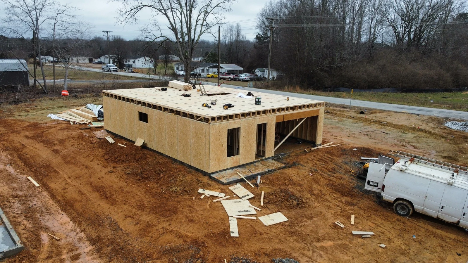 Framing and roof decking in progress