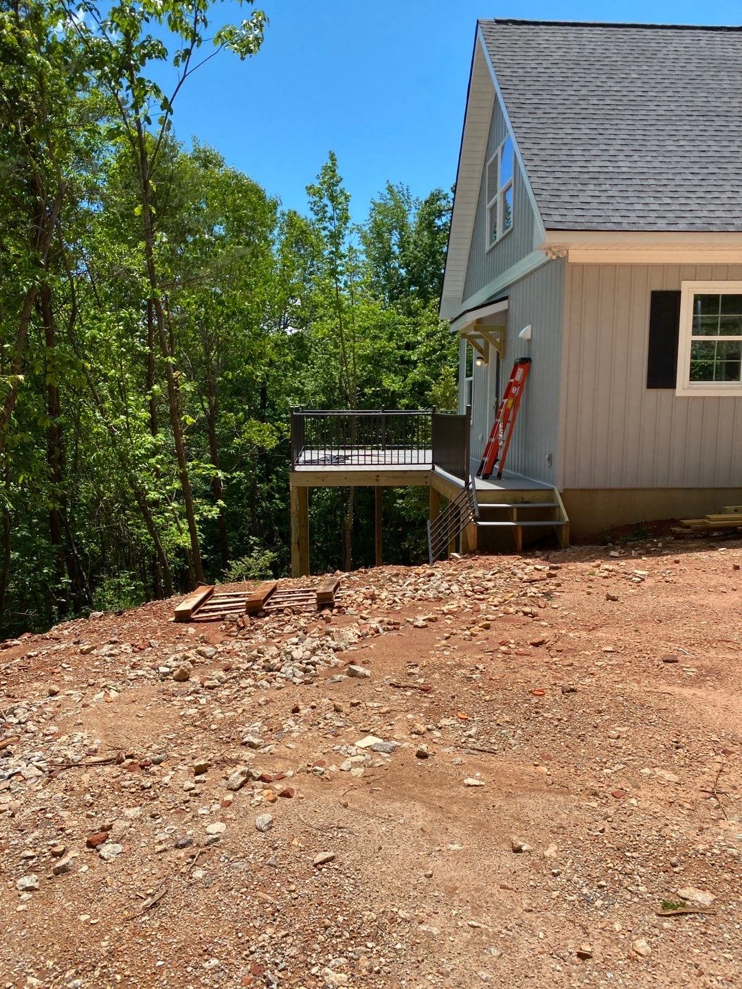 Deck build with metal railing