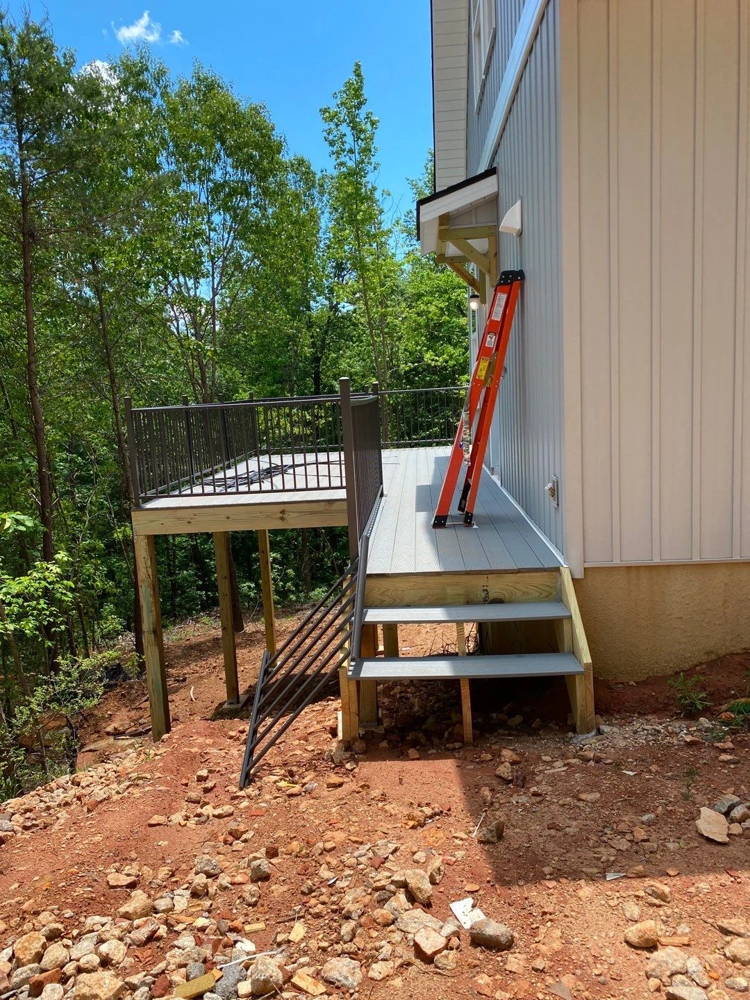 Deck build with metal railing