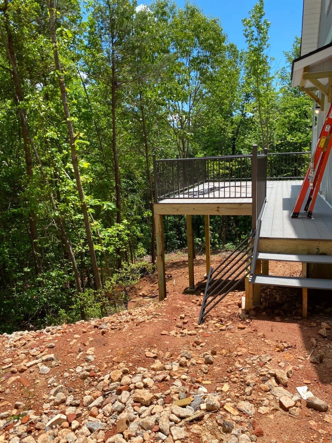 Deck build with metal railing