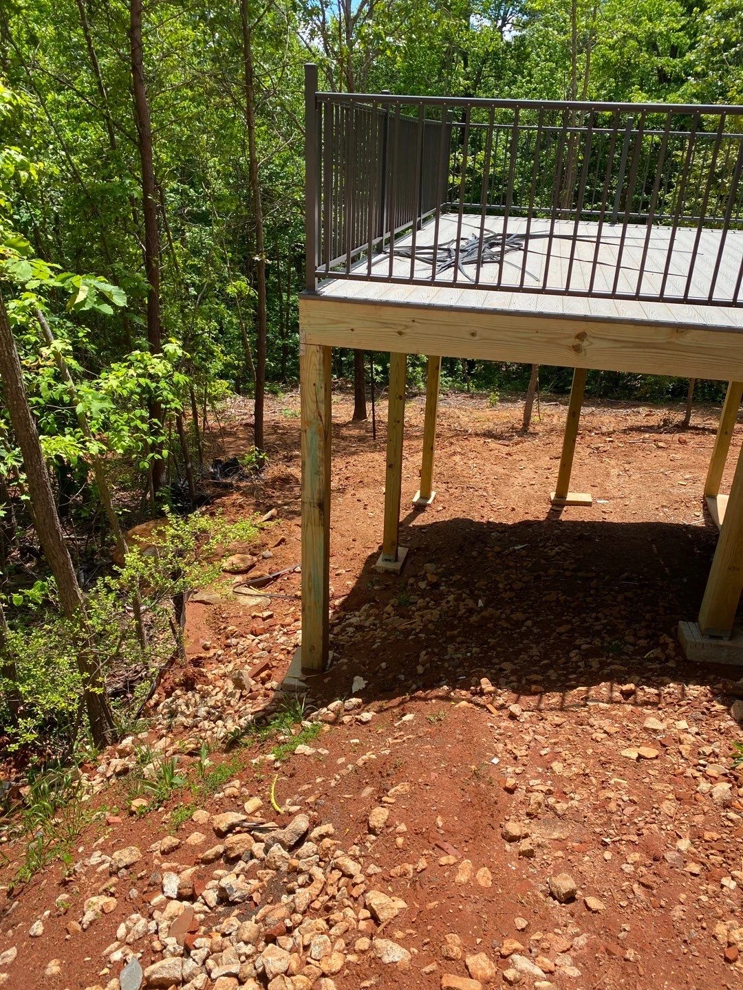 Deck build with metal railing