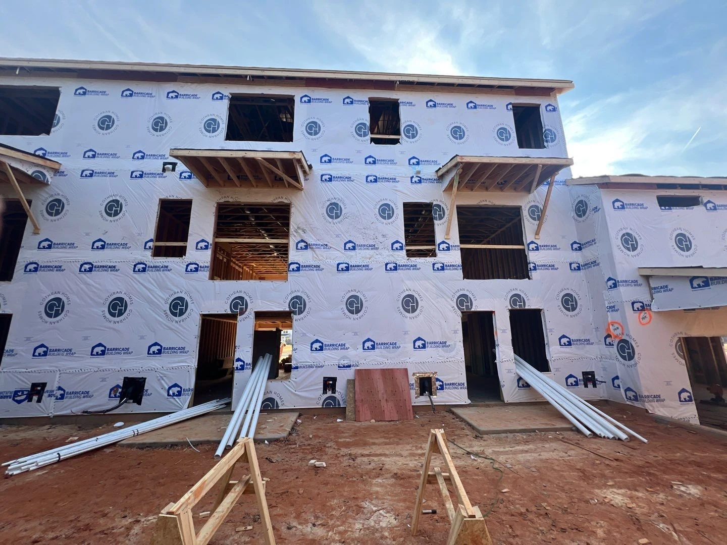 Three-story townhomes framed and wrapped &mdash; Greenville, SC