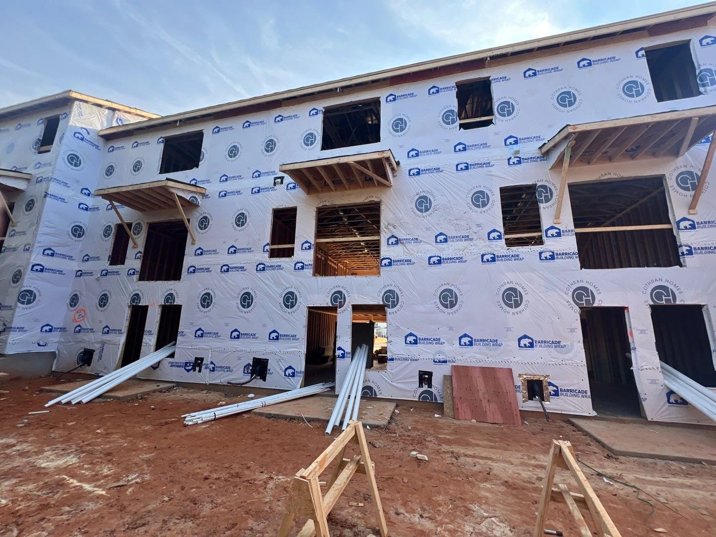 Three-story townhomes framed and wrapped &mdash; Greenville, SC