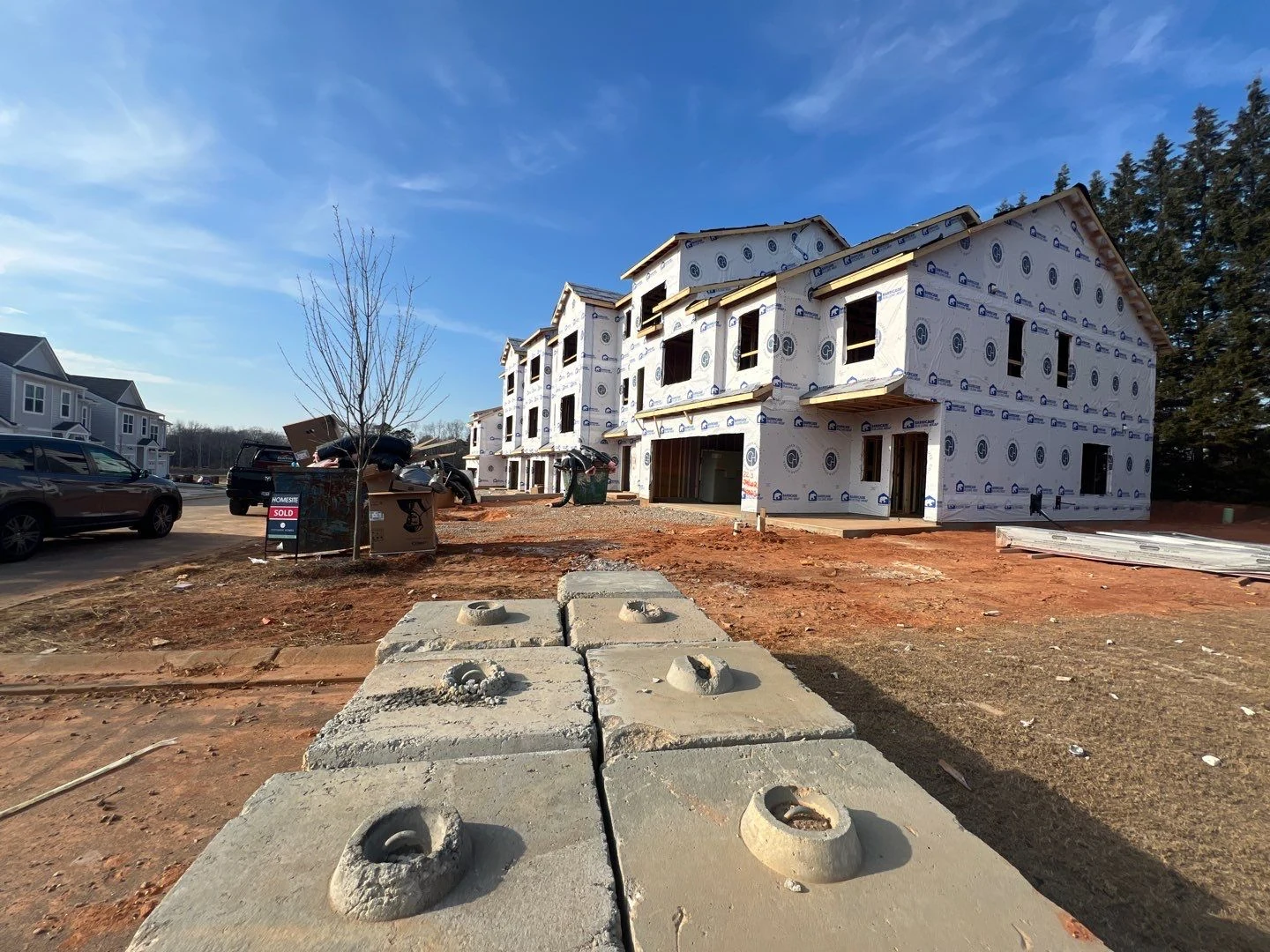 Three-story townhomes framed and wrapped &mdash; Greenville, SC