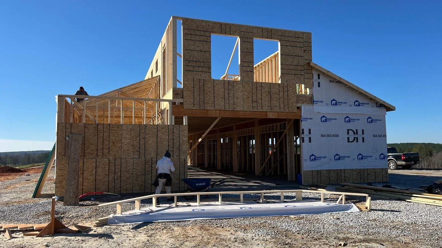 Commercial building framed and sheathed