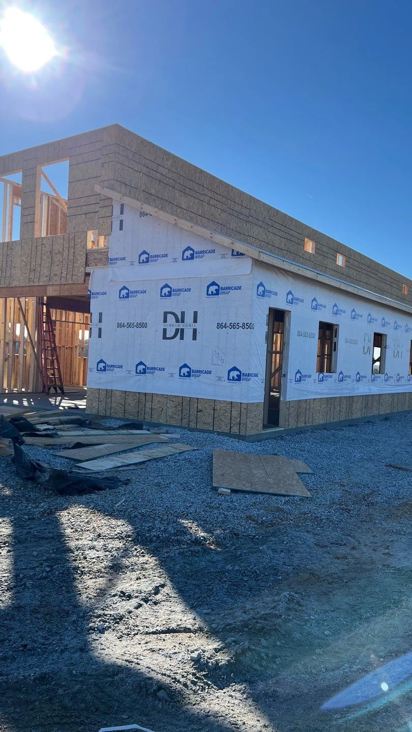 Commercial building framed and sheathed