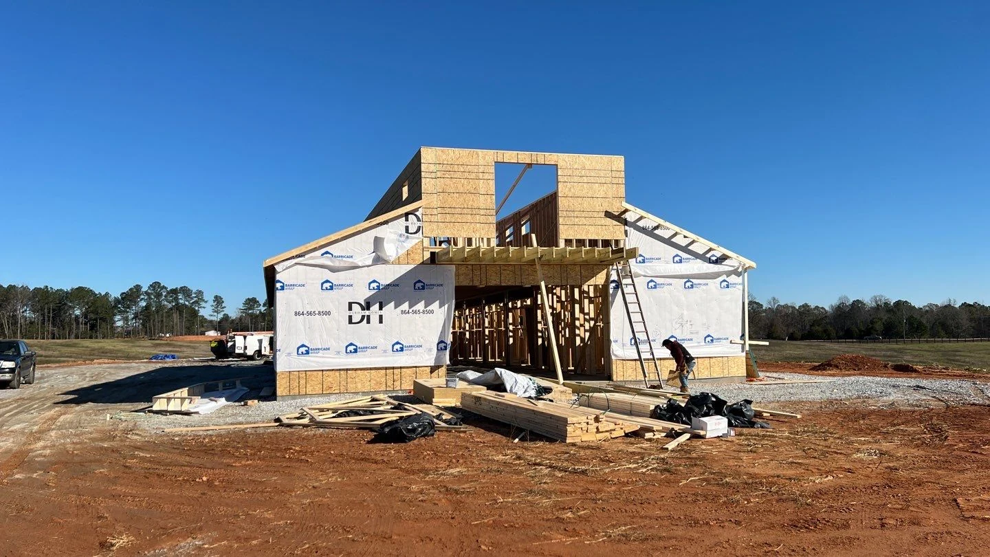 Commercial building framed and sheathed