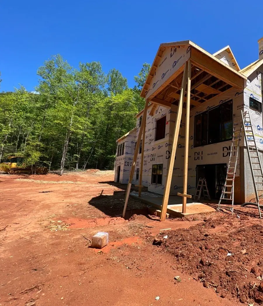 Tall framed gable wrapped and ready for siding
